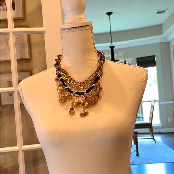 Charm Necklace Chain Links Large Big Necklace Assorted of Chains Pearls Charms - Picture 3 of 14